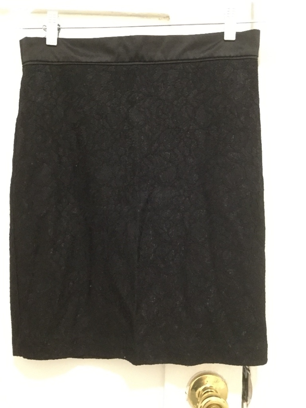 Forever 21 black lace pencil skirt with silk accent